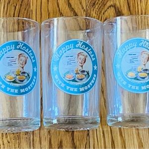 Kelloggs Happy Hostess With The Mostess Juice Glasses, Vintage, Set of 3